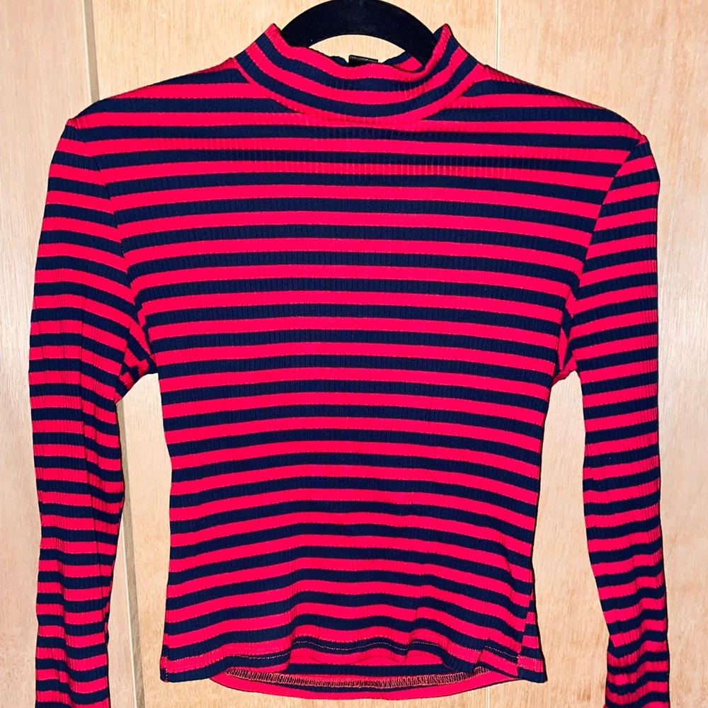 SHEIN long sleeve red & black striped shirt